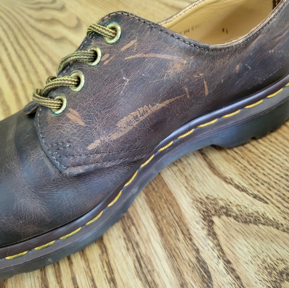 Vintage Dr. Martens Distressed Brown Leather Oxfords - Picture 3 of 8